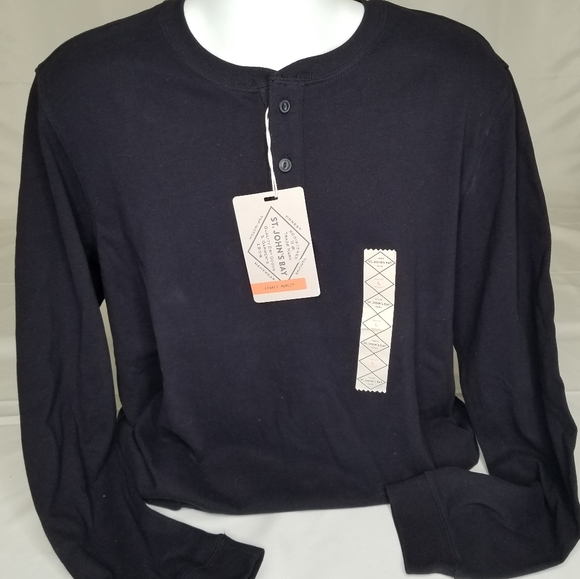 ST. JOHN'S BAY 💥 Mens Neck Long Sleeve Classic Fit Thermal Top, Navy (Size: Lar - Picture 4 of 11